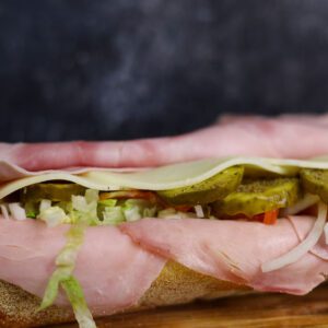closeup shot of a delicious Ham Sub