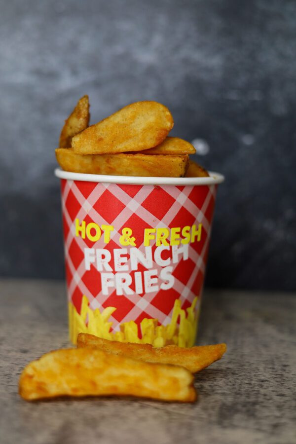 closeup of a basket of Potato Wedges