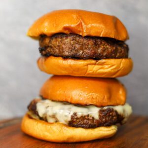 closeup shot of two Cheeseburgers