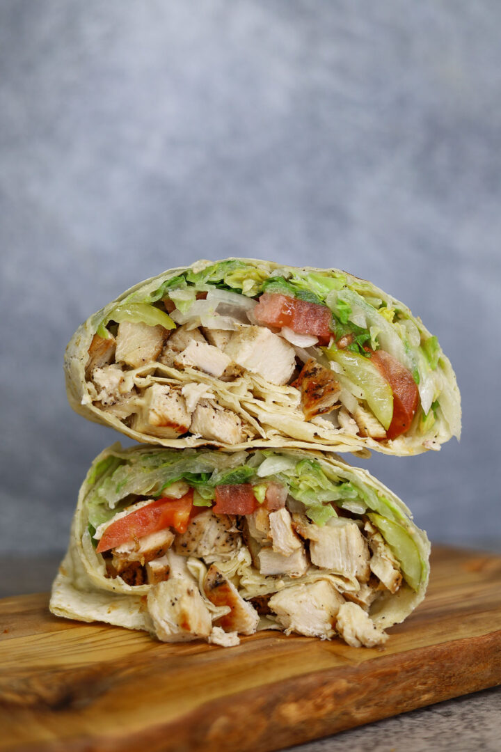 closeup shot of Grilled Chicken Wraps